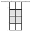 vidaXL Porte coulissante kit de quincaillerie tremp&eacute; verre aluminium