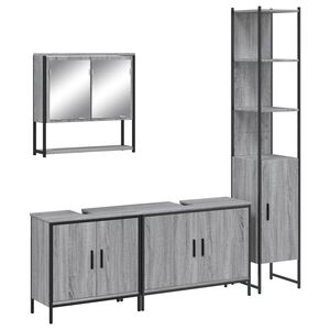 vidaXL Ensemble de meubles de salle de bain 4 pcs Sonoma gris