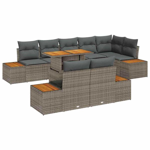 vidaXL Ensemble de salle &agrave; manger pour jardin 9 pcs Gris et marron