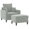 vidaXL Fauteuil avec repose-pied Gris clair 60 cm Velours
