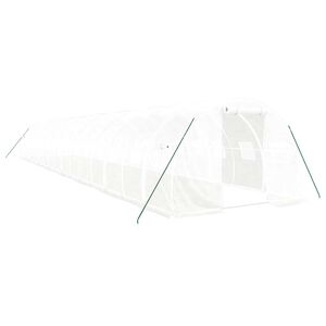 vidaXL Serre avec cadre en acier blanc 48 m&sup2; 16x3x2 m