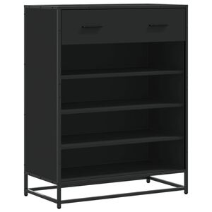 vidaXL Meuble &agrave; chaussures noir 75x38x97,5 cm bois d'ing&eacute;nierie m&eacute;tal