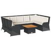 vidaXL Salon de jardin 7 pcs avec coussins Noir R&eacute;sine tress&eacute;e