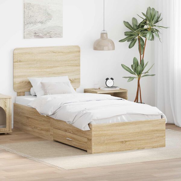 vidaXL Cadre de lit Ch&ecirc;ne Sonoma 90 x 200 cm Bois d'ing&eacute;nierie