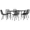 vidaXL Ensemble &agrave; manger de jardin 7 pcs Noir R&eacute;sine tress&eacute;e
