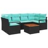 vidaXL Ensemble de canap&eacute; de jardin 7 pc Noir polyrotin