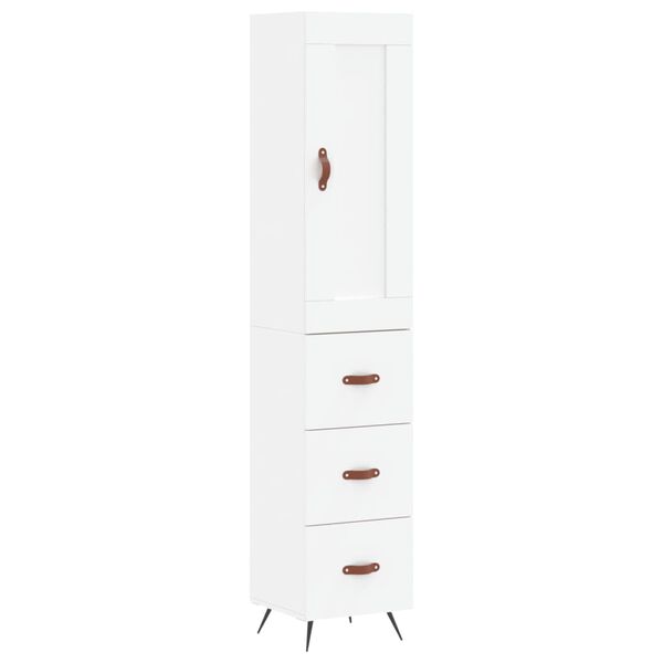 vidaXL Buffet haut Blanc 34,5x34x180 cm Bois d'ing&eacute;nierie