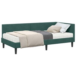vidaXL Cadre de lit d'angle avec matelas Autre 2 pc Vert Velours