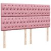 vidaXL Sommier &agrave; lattes de lit avec matelas Rose 200x200 cm Velours