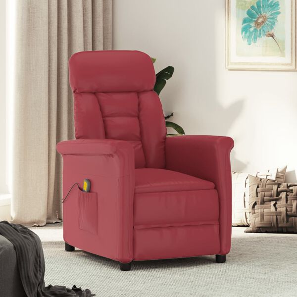 vidaXL Fauteuil de massage Rouge bordeaux Similicuir