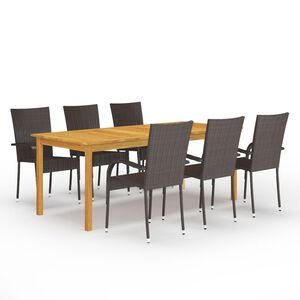 vidaXL Ensemble &agrave; manger de jardin 7 pcs Marron