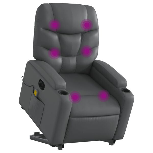 vidaXL Fauteuil inclinable de massage &eacute;lectrique gris similicuir