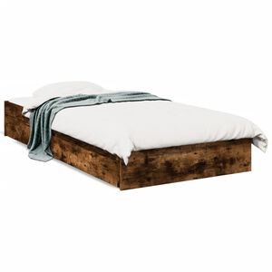vidaXL Cadre de lit avec tiroirs sans matelas ch&ecirc;ne fum&eacute; 100x200 cm