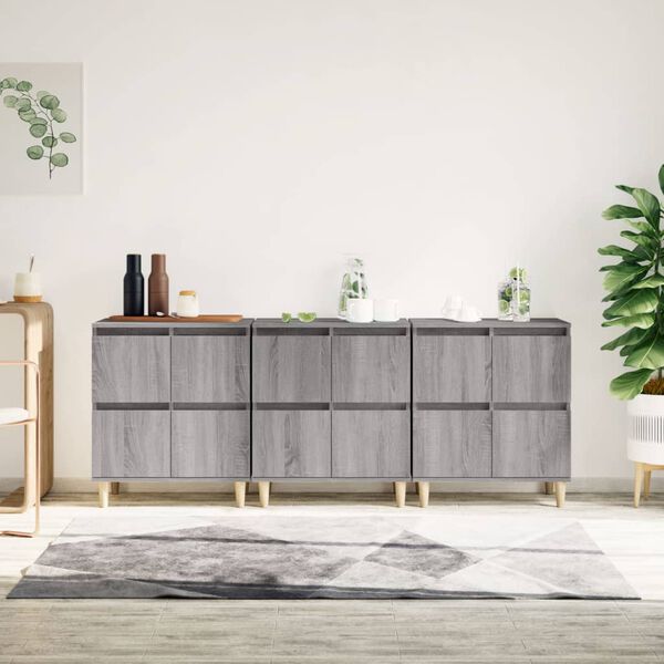 vidaXL Buffets 3 pcs sonoma gris 60x35x70 cm bois d'ing&eacute;nierie