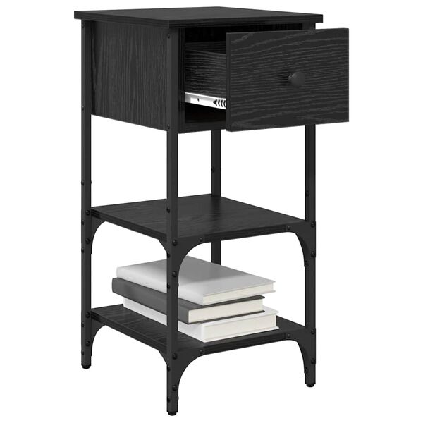 vidaXL Cabinet de chevet avec tiroir Ch&ecirc;ne noir 33,5 x 36 x 70 cm