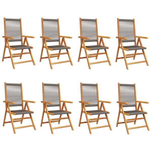 vidaXL Chaises inclinables de jardin lot de 8 gris bois massif acacia