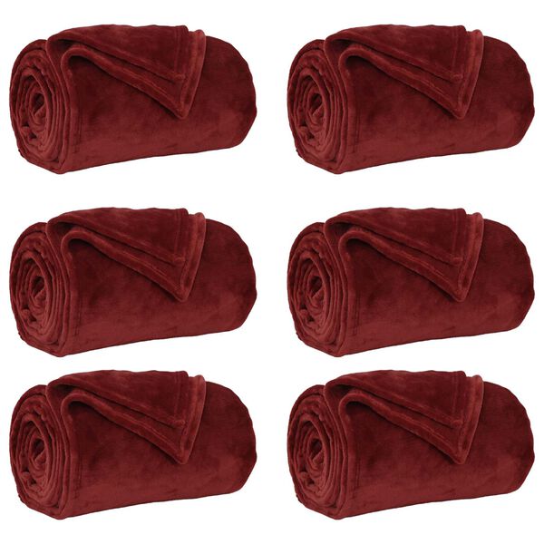 vidaXL Couvertures &agrave; jeter 6 pcs Rouge Bordeaux 130 x 150 cm Toison