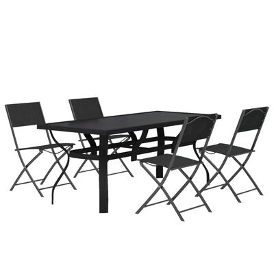 vidaXL Ensemble à manger de jardin 5 pcs Gris et noir