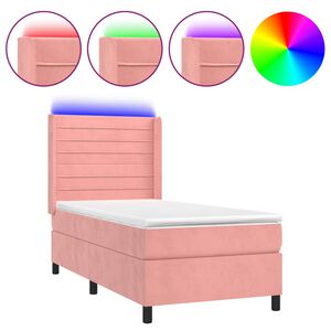 vidaXL Sommier &agrave; lattes de lit matelas et LED Rose 80x200 cm Velours