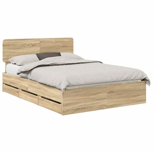 vidaXL Cadre de lit Ch&ecirc;ne Sonoma 160 x 200 cm Bois d&rsquo;ing&eacute;nierie