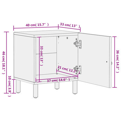 vidaXL Tables de chevet 2 pcs 40x33x46 cm Bois de manguier solide