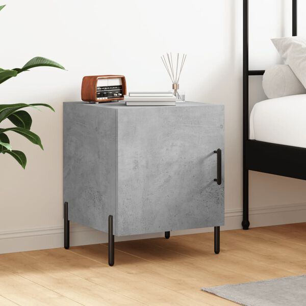 vidaXL Table de chevet gris b&eacute;ton 40x40x50 cm bois d&rsquo;ing&eacute;nierie