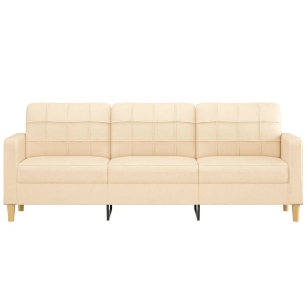 vidaXL Canap&eacute; &agrave; 3 places Cr&egrave;me 210 cm Tissu