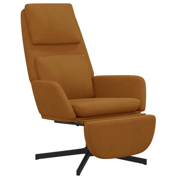 vidaXL Chaise de relaxation avec repose-pied Marron Velours