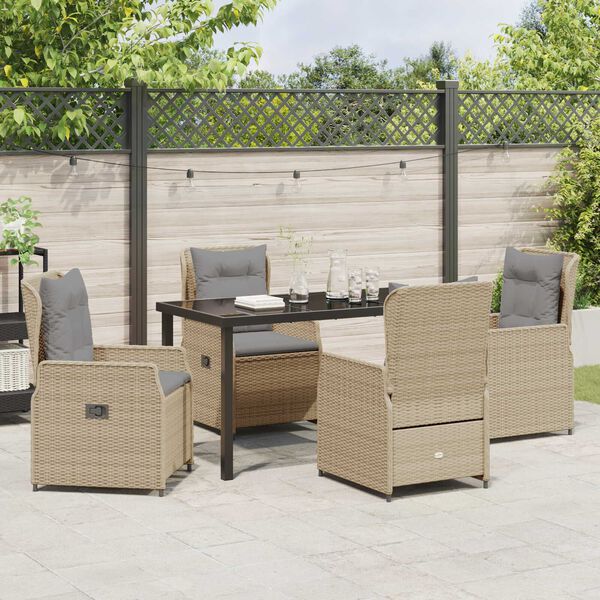 vidaXL Ensemble de salle &agrave; manger pour jardin 5 pcs polyrotin
