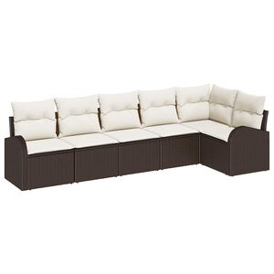 vidaXL Ensemble de canap&eacute; de jardin 6 pcs Marron Poly rotin