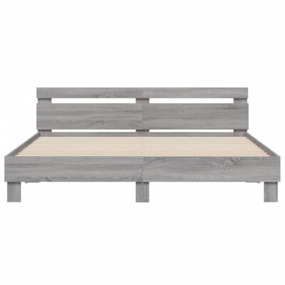 vidaXL Cadre de lit avec LED sans matelas sonoma gris 180x200 cm