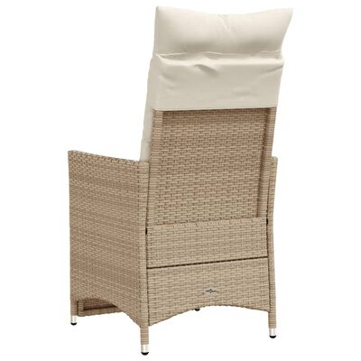 vidaXL Chaise inclinable de jardin avec coussins beige résine tressée