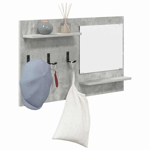vidaXL Porte-manteau mural avec &eacute;tag&egrave;re Gris b&eacute;ton 90 x 10 x 50 cm