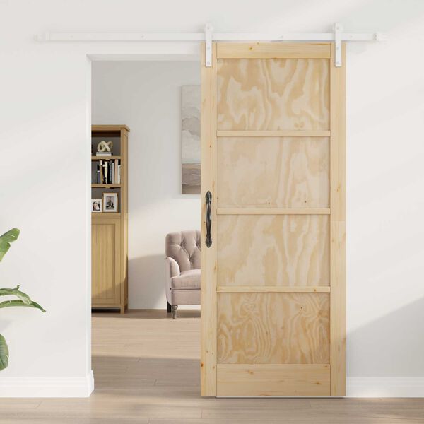 vidaXL Porte coulissante Marron 83 x 202 cm Pin massif