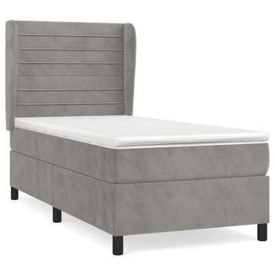 vidaXL Sommier à lattes de lit et matelas Gris clair 90x200 cm Velours