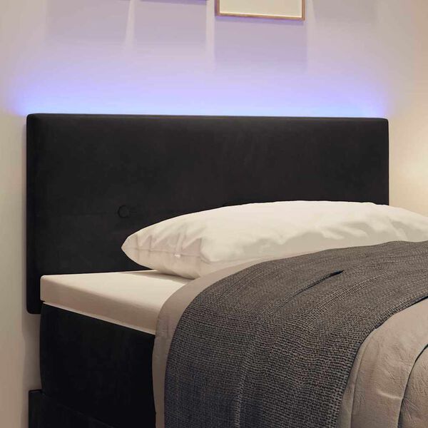 vidaXL T&ecirc;te de lit LED avec des lumi&egrave;res &agrave; LED Noir 90 cm Polyester
