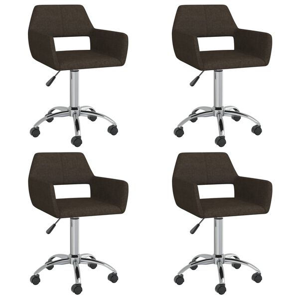 vidaXL Chaises pivotantes &agrave; manger lot de 4 marron fonc&eacute; tissu