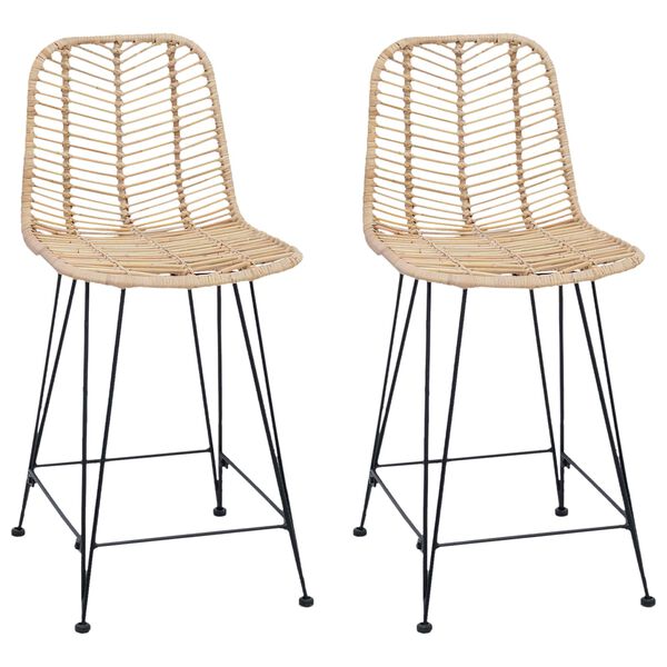 vidaXL Chaise de bar 2 pcs Naturel 44,5 x 54,5 x 97,5 cm