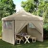 vidaXL Tente de r&eacute;ception pliable escamotable 4 parois lat&eacute;rales taupe