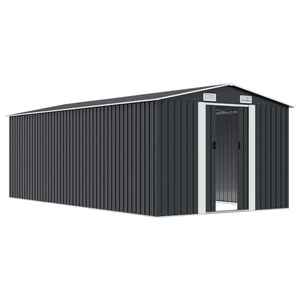 vidaXL Abri de jardin 257x489x181 cm M&eacute;tal Anthracite