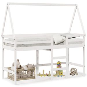 vidaXL Lit superpos&eacute; avec &eacute;chelle et toit sans matelas blanc 90x190 cm