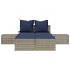 vidaXL Chaise longue double avec coussins gris r&eacute;sine tress&eacute;e
