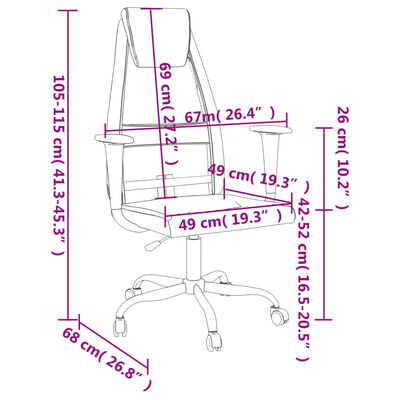 vidaXL Chaise de bureau réglable en hauteur blanc