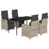 vidaXL Ensemble &agrave; manger de jardin et coussins 5 pcs gris clair rotin
