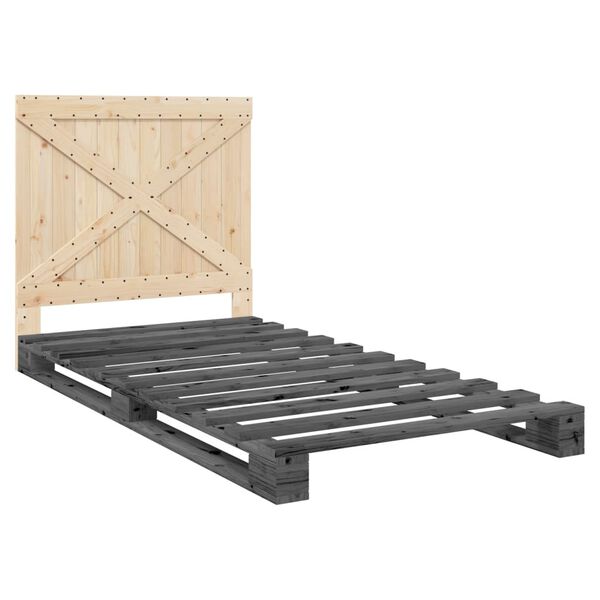 vidaXL Cadre de lit sans matelas gris 100x200 cm bois massif de pin