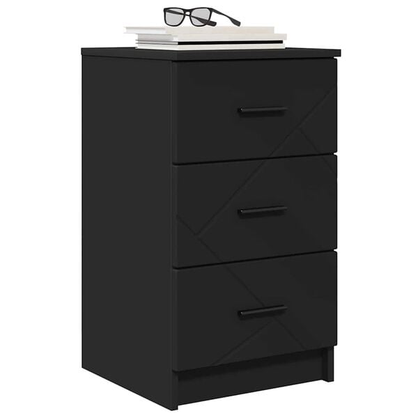 vidaXL Cabinet de chevet Noir 38 x 38 x 66 cm Bois d'ing&eacute;nierie