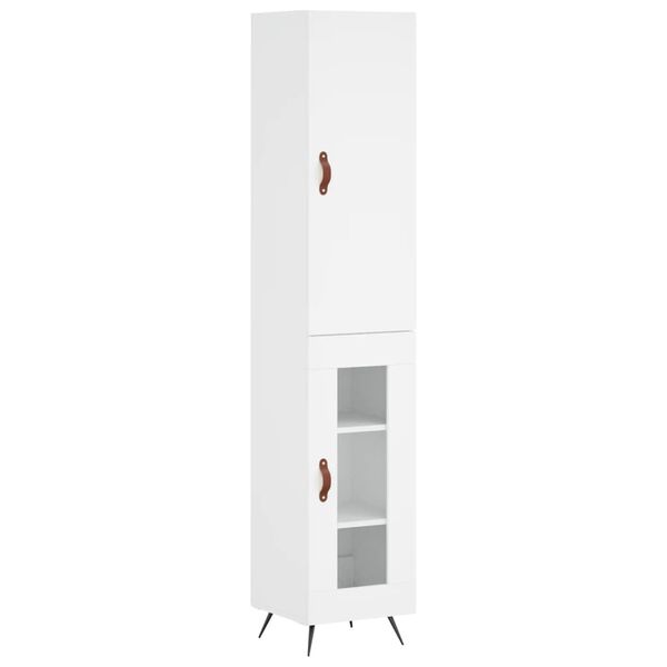 vidaXL Buffet haut Blanc 34,5x34x180 cm Bois d'ing&eacute;nierie