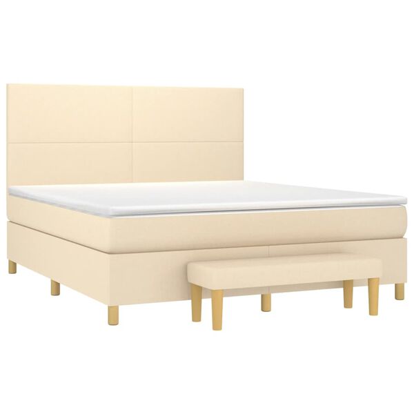 vidaXL Sommier &agrave; lattes de lit avec matelas Cr&egrave;me 180x200 cm Tissu