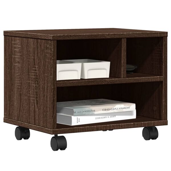 vidaXL Support d'imprimante avec roulettes ch&ecirc;ne marron 41x32x34,5 cm