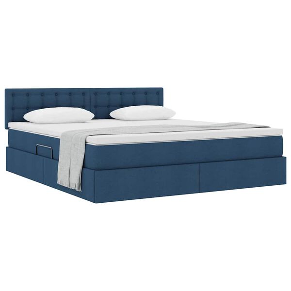 vidaXL Lit avec rangement et matelas avec matelas Bleu 160 x 200 cm
